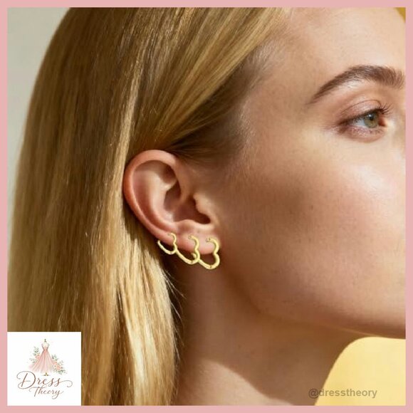 3 Pairs Heart Huggie Hoop Earrings 12mm 14mm 16mm Copper - Picture 7 of 8